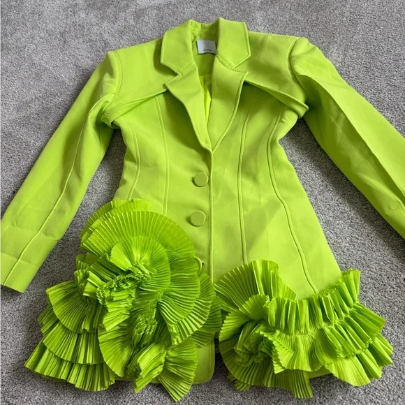 Acler HAMPSTEAD BLAZER DRESS structured neon green designer sz 4 new mrsp$550 - Picture 7 of 16